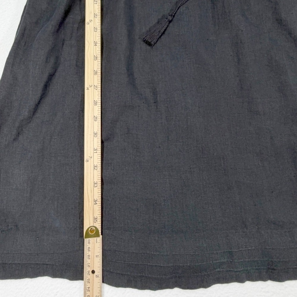 J. Crew Embroidered Linen Drawstring Waist Midi Dress with‎ Pockets Black Size 6 - Picture 10 of 11
